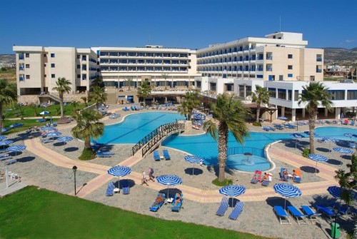 Hotel panorama at Ascos Coral Beach in Paphos, Cyprus. Travel with World Lifetime Journeys