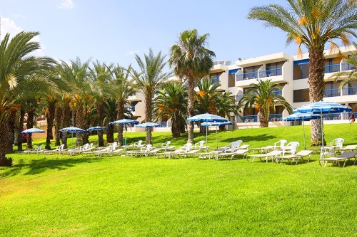 Hotel garden at Ascos Coral Beach in Paphos, Cyprus. Travel with World Lifetime Journeys