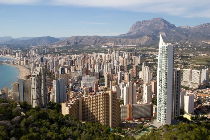 Benidorm skyline in Spain. Travel with World Lifetime Journeys