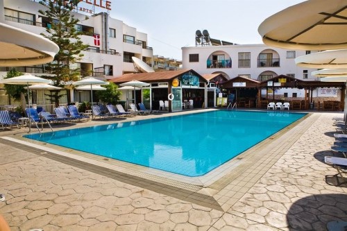 Pool side at Christabelle Hotel Apartment Complex in Ayia Napa, Cyprus. Travel with World Lifetime Journeys