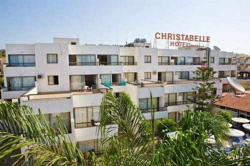 Outside panorama at Christabelle Hotel Apartment Complex in Ayia Napa, Cyprus. Travel with World Lifetime Journeys