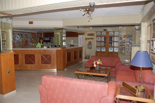 Reception area at Christabelle Hotel Apartment Complex in Ayia Napa, Cyprus. Travel with World Lifetime Journeys