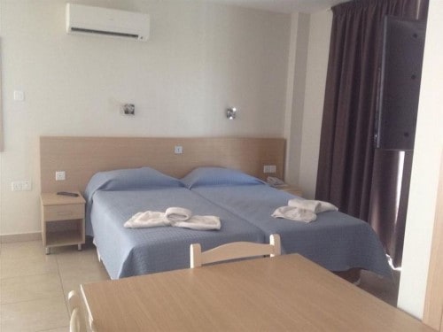 Double room at Christabelle Hotel Apartment Complex in Ayia Napa, Cyprus. Travel with World Lifetime Journeys