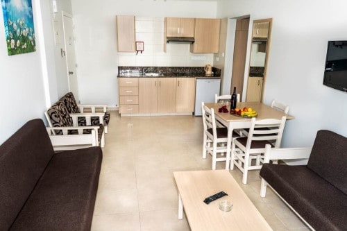 Kitchenette at Christabelle Hotel Apartment Complex in Ayia Napa, Cyprus. Travel with World Lifetime Journeys