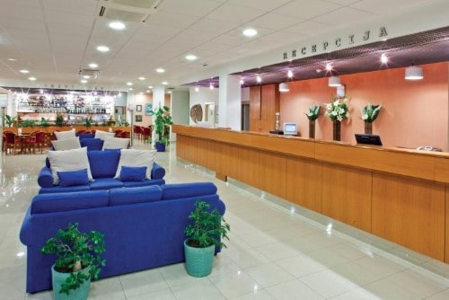 Reception area at Bluesun Marina Hotel in Brela, Croatia. Travel with World Lifetime Journeys