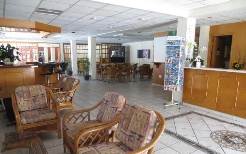 Reception area at Green Bungalows, Ayia Napa in Cyprus. Travel with World Lifetime Journeys