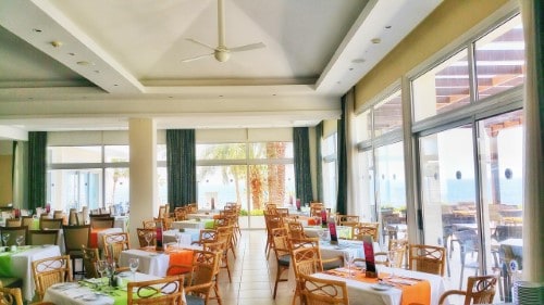 Restaurant at Cynthiana Beach Hotel in Paphos, Cyprus. Travel with World Lifetime Journeys