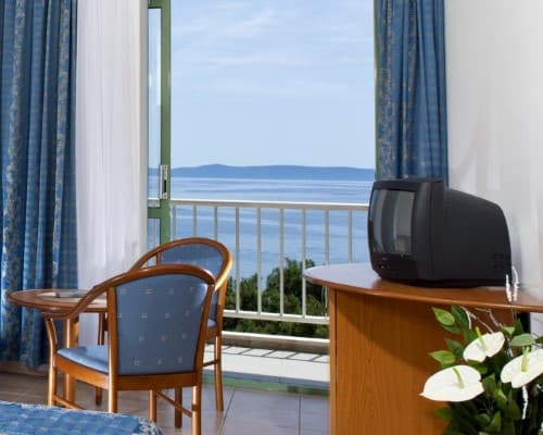 Seaview room at Bluesun Marina Hotel in Brela, Croatia. Travel with World Lifetime Journeys