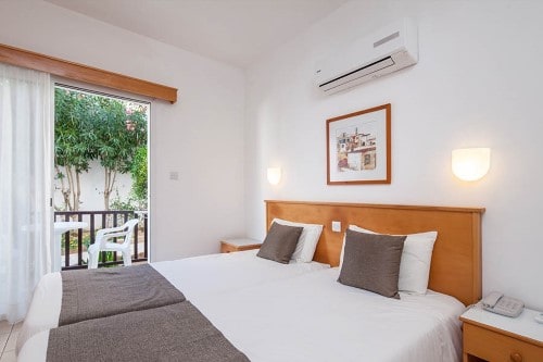 Double room at Akti Beach Village Resort in Paphos, Cyprus. Travel with World Lifetime Journeys