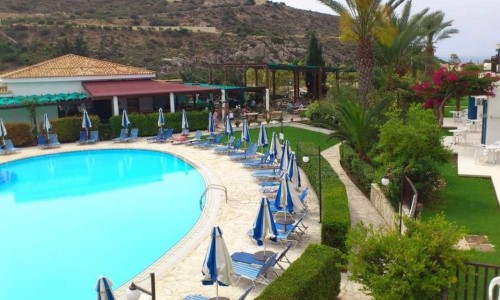 Pool side at Hylatio Tourist Village in Limassol, Cyprus. Travel with World Lifetime Journeys