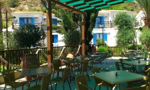 Outside terrace at Hylatio Tourist Village in Limassol, Cyprus. Travel with World Lifetime Journeys