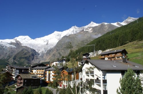 Balcony view at Hotel Allalin in Saas Fee, Switzerland. Travel with World Lifetime Journeys