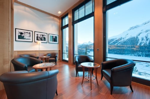 Bar area at Hotel Kulm in St. Moritz, Switzerland. Travel with World Lifetime Journeys