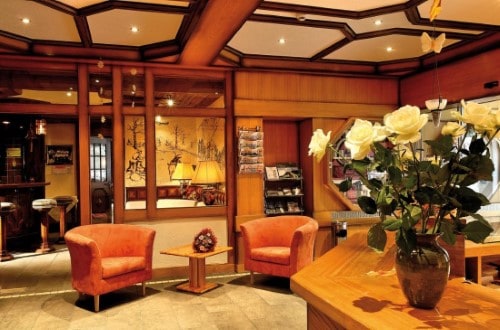 Bar area at Saaserhof Hotel in Saas Fee, Switzerland. Travel with World Lifetime Journeys