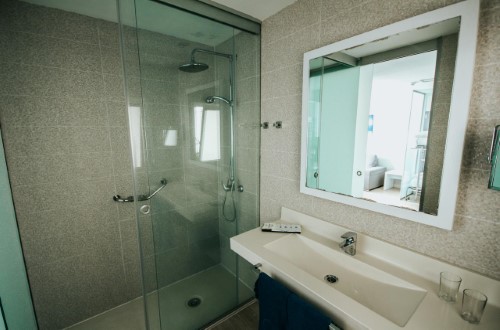 Ensuite bathoom at Servatur Puerto Azul Hotel in Puerto Rico, Gran Canaria. Travel with World Lifetime Journeys