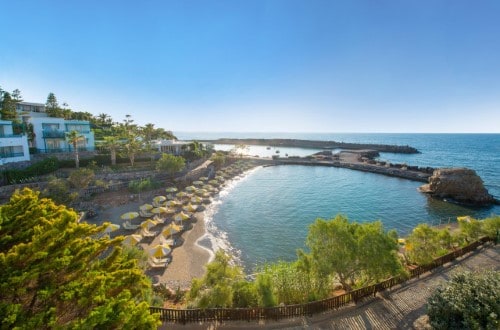 Beach front at Iberostar Creta Marine in Crete, Greece. Travel with World Lifetime Journeys