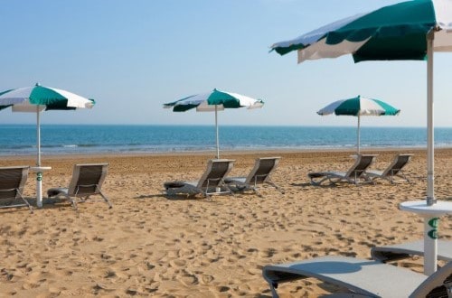 Beach view at Adriatic Palace Hotel in Lido di Jesolo, Italy. Travel with World Lifetime Journeys