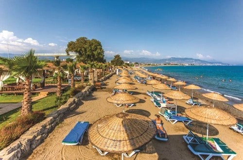 Beach view at Eftalia Aqua Resort in Alanya, Turkey. Travel with World Lifetime Journeys