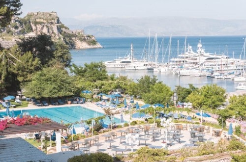 Beautiful panorama at Corfu Holiday Palace in Corfu, Greece. Travel with World Lifetime Journeys