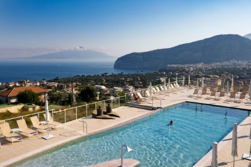 Beautiful pool view at Art Hotel Gran Paradiso in Sorrento, Italy. Travel with World Lifetime Journeys