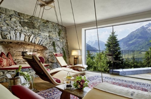 Beautiful relaxing area at Schloss Mittersill Hotel in Kitzbühel, Austria. Travel with World Lifetime Journeys