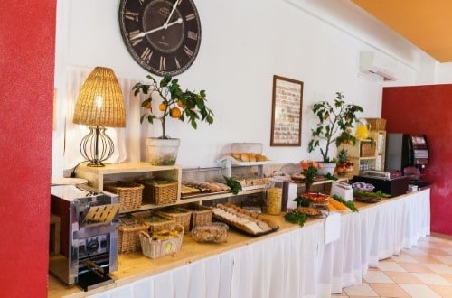 Breakfast buffet at Hotel Frank in Lido di Jesolo, Italy. Travel with World Lifetime Journeys