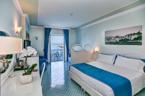 Bright double room at Grand Hotel Riviera in Sorrento, Italy. Travel with World Lifetime Journeys