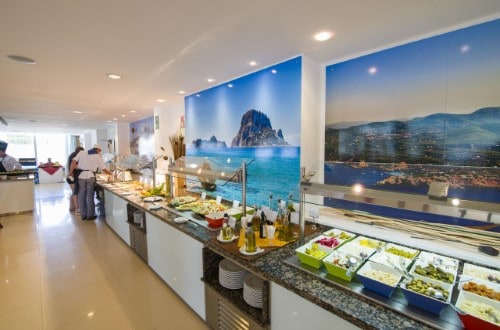 Buffet restaurant at Azuline Hotel Atlantic in Es Canar, Ibiza. Travel with World Lifetime Journeys