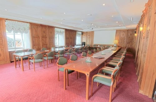 Conference room at Hotel Tiefenbrunner in Kitzbühel, Austria. Travel with World Lifetime Journeys