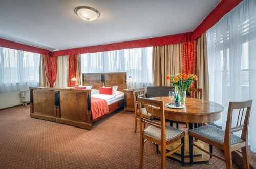 Deluxe room at Hotel Mucha in Prague, Czech Republic. Travel with World Lifetime Journeys