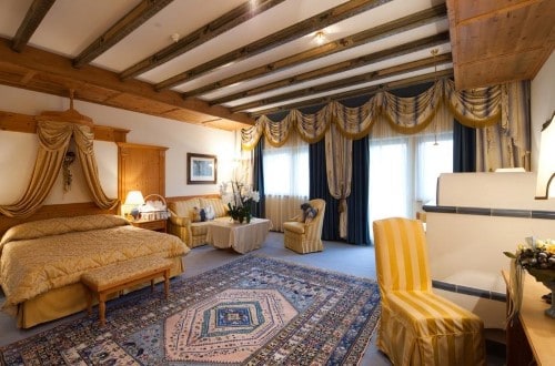 Deluxe room at Hotel Sassongher in Corvara, Italy. Travel with World Lifetime Journeys