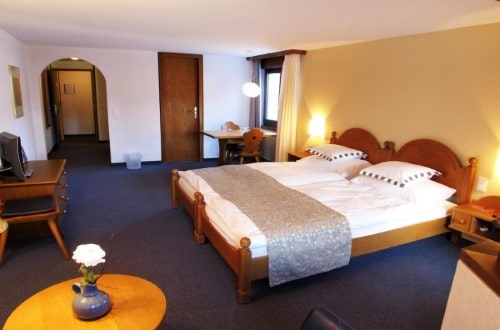 Double room at Hotel Allalin in Saas Fee, Switzerland. Travel with World Lifetime Journeys