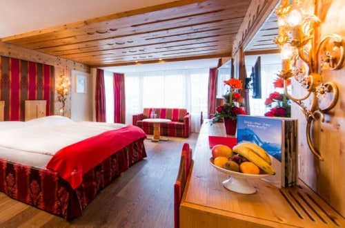 Double room at Hotel Ferienart Resort & Spa in Saas Fee, Switzerland. Travel with World Lifetime Journeys