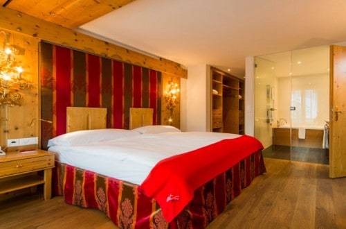 Double room at Hotel Ferienart Resort & Spa in Saas Fee, Switzerland. Travel with World Lifetime Journeys