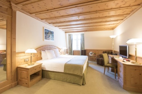 Double room at Hotel Seehof in Davos, Switzerland. Travel with World Lifetime Journeys