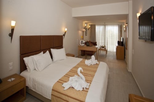 Double room at Minos Hotel in Crete, Greece. Travel with World Lifetime Journeys