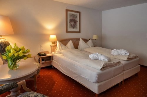 Double room at Silvretta Parkhotel in Klosters, Switzerland. Travel with World Lifetime Journeys