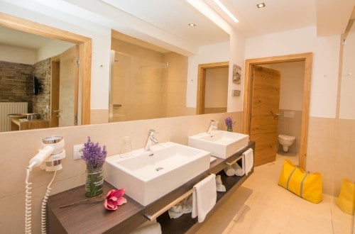 Ensuite bath at Alpine Resort Zell am See in Austria. Travel with World Lifetime Journeys