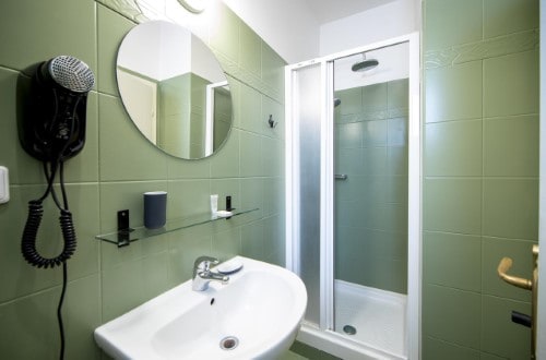 Ensuite bath at Hotel Amadeus in Prague, Czech Republic. Travel with World Lifetime Journeys