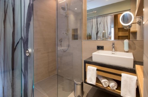 Ensuite bath at Hotel Der Waldhof in Zell am See, Austria. Travel with World Lifetime Journeys