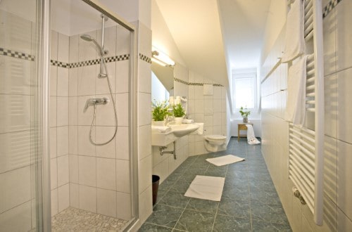 Ensuite bath at Hotel Feinschmeck in Zell am See, Austria. Travel with World Lifetime Journeys