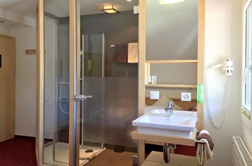 Ensuite bath at Park Hotel in Saas Fee, Switzerland. Travel with World Lifetime Journeys