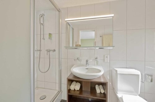 Ensuite bath at Sorell Hotel Asora in Arosa, Switzerland. Travel with World Lifetime Journeys