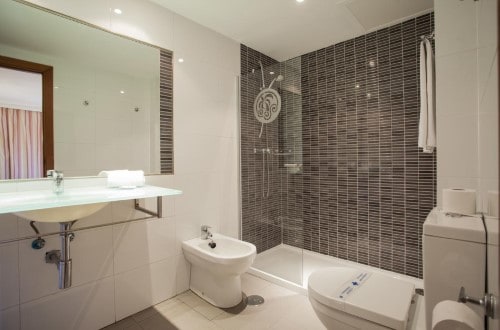 Ensuite bathroom at Hotel Palmasol Benalmadena in Spain. Travel with World Lifetime Journeys