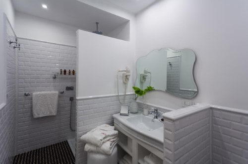 Ensuite bathroom at Hotel President Viareggio in Italy. Travel with World Lifetime Journeys