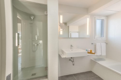 Ensuite bathroom at The Koala Garden Suites in Maspalomas, Gran Canaria. Travel with World Lifetime Journeys