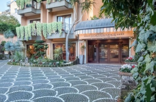 Entrance at Hotel Michelangelo in Sorrento, Italy. Travel with World Lifetime Journeys