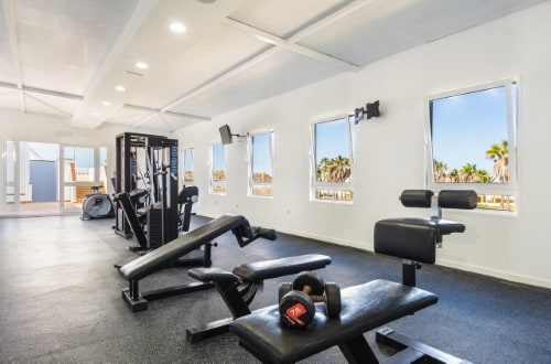 Fitness room at Arena Beach Apartments in Corralejo, Fuerteventura. Travel with World Lifetime Journeys