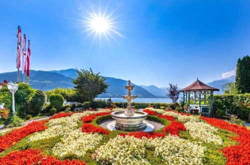 Garden view at Grand Hotel in Zell am See, Austria. Travel with World Lifetime Journeys