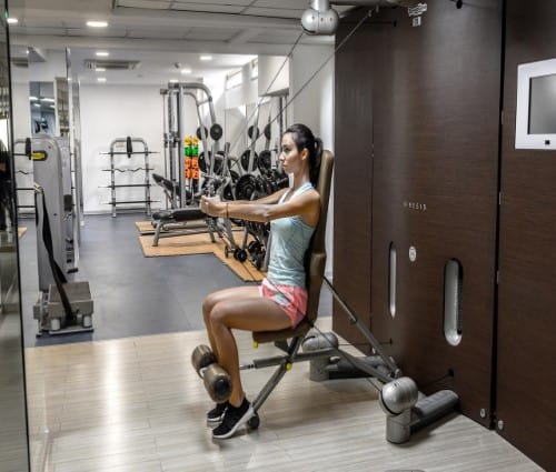 Gym area at Aquamare Beach Hotel in Paphos, Cyprus. Travel with World Lifetime Journeys